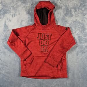 Nike Dri-FIT Boys 7 Large Red Just Do It Pullover Hoodie Athletic Sweatshirt